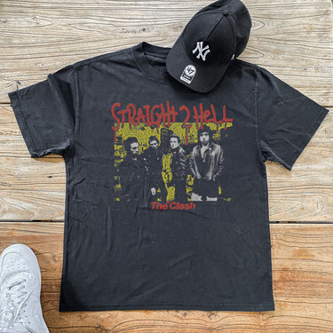THE CLASH - STRAIGHT 2 HELL HEAVYWEIGHT BLACK T-SHIRT