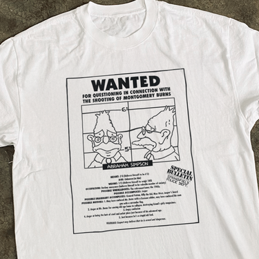 SIMPSONS 1995 'WHO SHOT MR. BURNS' GRANDPA VINTAGE WASH WHITE TEE