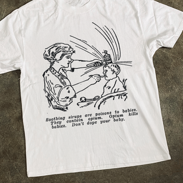 VICTORIAN 'BABY SYRUP' GRAPHIC HEAVY FADED WHITE TEE
