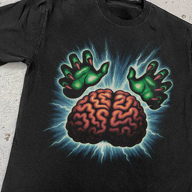 SPELL CARD 'BRAIN CONTROL' HEAVY FADED BLACK T-SHIRT