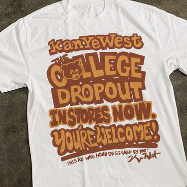 COLLEGE DROPOUT 04' 'YOU'RE WELCOME' HEAVY FADED WHITE TEE