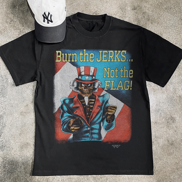 BURN THE JERKS HEAVYWEIGHT BLACK T-SHIRT