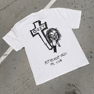 1996 OZZY OSBOURNE 'RETIREMENT SUCKS TOUR' HEAVY FADED WHITE TEE