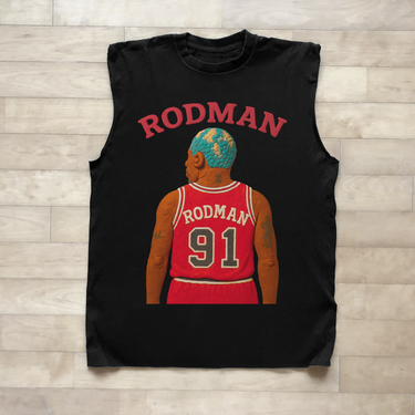'CLAY RODMAN' HEAVY BLACK CUT-OFF TEE