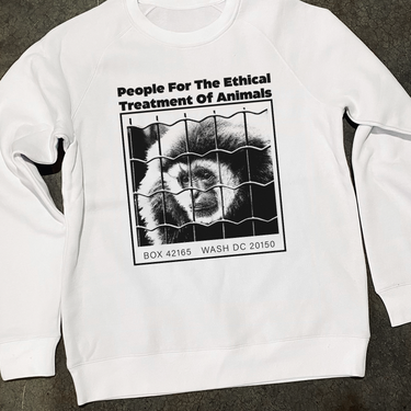 PETA 'MONKEY' 90s STYLE WHITE CREWNECK