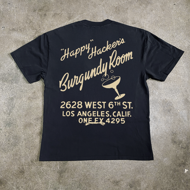 'BURGUNDY ROOM' HEAVY FADED BLACK TEE