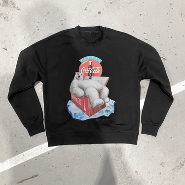 90s Coke 'Polar Bear' Cooler Black Crewneck