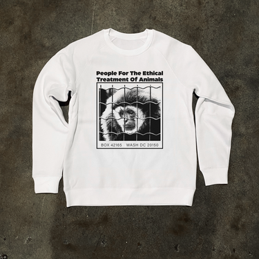 PETA 'MONKEY' 90s STYLE WHITE CREWNECK