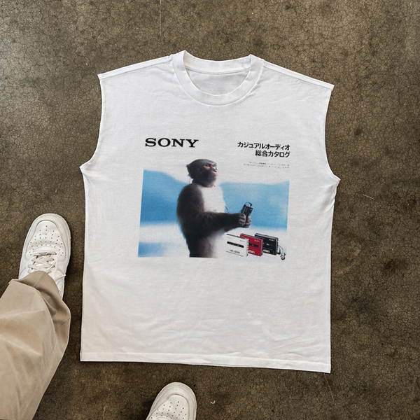 1988 Sony 'Meditating Monkey' MD Walkman White Heavy Faded Cut-Off 1988 Sony 'Meditating Monkey' MD Walkman White Heavy Faded Cut-Off