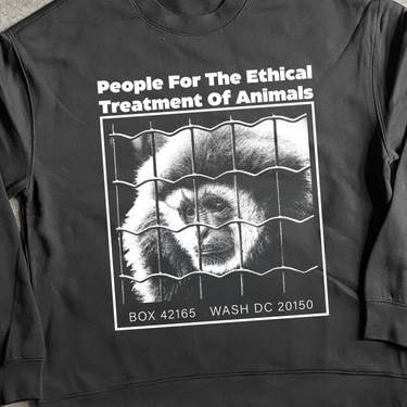 PETA 'MONKEY' 90s STYLE BLACK CREWNECK