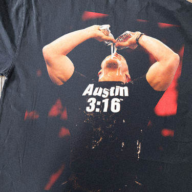 STEVE AUSTIN 'RED RAGE' HEAVY FADED BLACK T-SHIRT