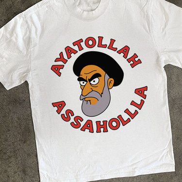 'AYATOLLAH ASSAHOLA' HEAVY FADED WHITE T-SHIRT
