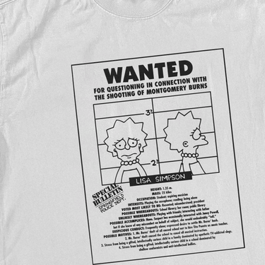 SIMPSONS 1995 'WHO SHOT MR. BURNS' LISA FADED HEAVY WHITE TEE