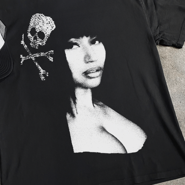 'EMO BARBIE' NICKI MINAJ SKULL HEAVY FADED BLACK TEE