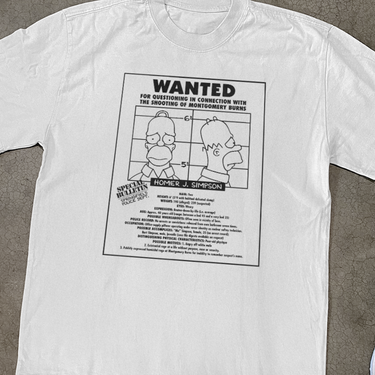 SIMPSONS 1995 'WHO SHOT MR. BURNS' HOMER FADED HEAVY WHITE TEE